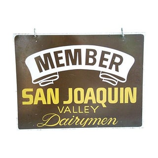 Vintage Metal San Joaquin Valley Dairymen Sign For Sale