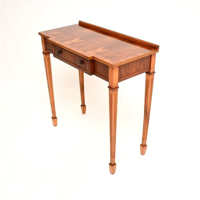 Vintage Georgian Style Yew Wood Console Table, 1950 For Sale - Image 4 of 9