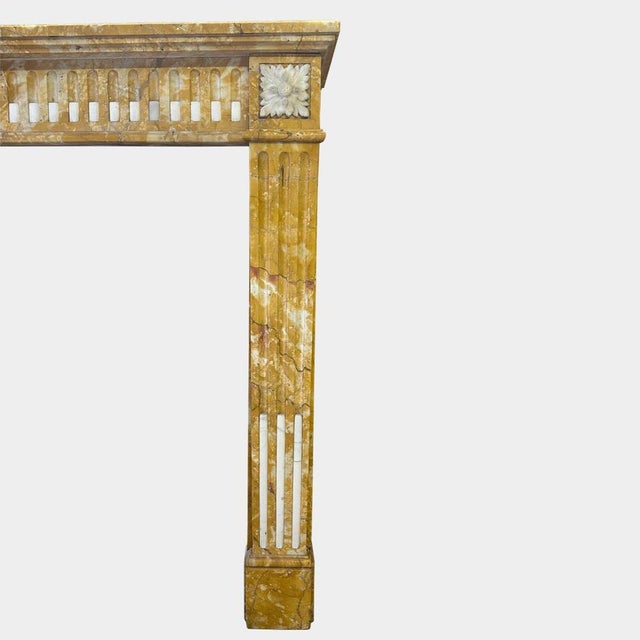 Stone Antique French Siena Marble Fireplace Mantel, 1780 For Sale - Image 7 of 9