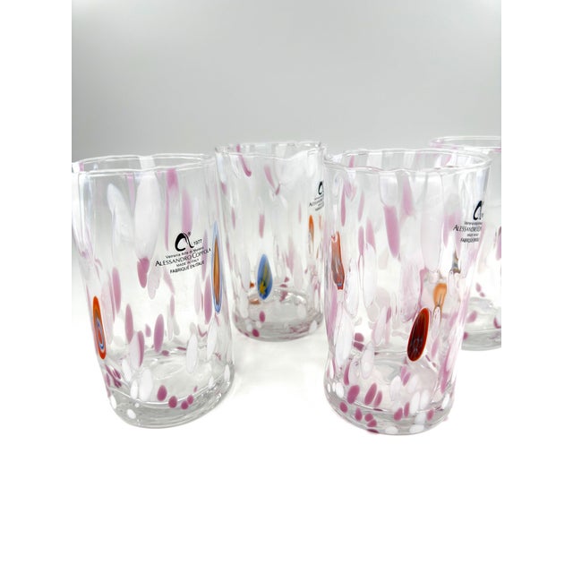 Hand Blown Alessandro Coppola Murano Art Glass Tumblers – Set of 4 For Sale - Image 9 of 10