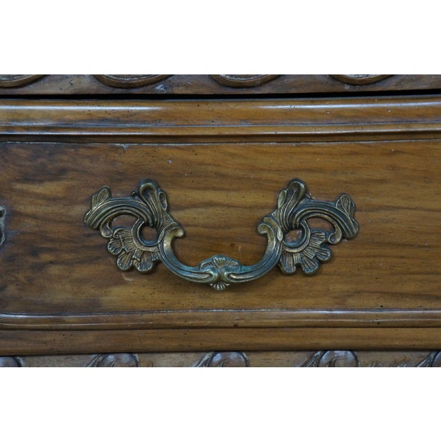 Brown Vintage Italian French Country Louis XV Carved Walnut Commode Chest Dresser For Sale - Image 8 of 18