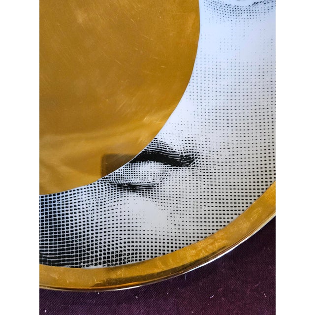 Atelier Fornasetti Fornasetti Porcelain Surreal Gold Themes & Variation Plate, Pattern # 39 For Sale - Image 4 of 18