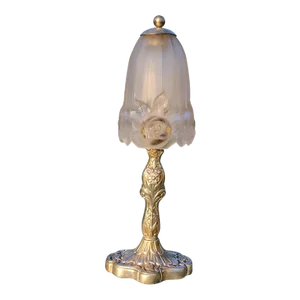 French Art Nouveau Lamp With Glass Shade