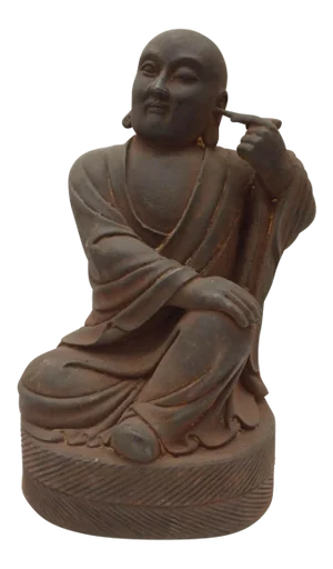 Vintage Chinese Cast Iron Louhan Sculpture