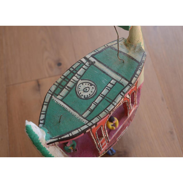 Red Vintage Candelario Medrano Mexican Folk Art Ceramic Boat Sculpture For Sale - Image 8 of 15