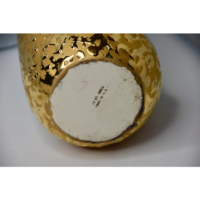 1960s 1960s Art Deco Weeping 24k Gold-Plated Ceramic Urn Vase For Sale - Image 5 of 7