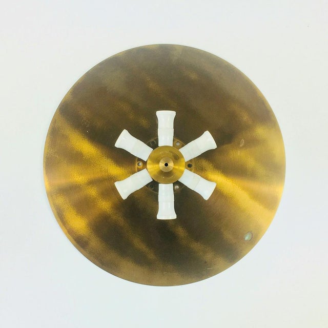 Mid-Century Modern Scandinavian Glass and Brass Flush Mount by Carl Fagerlund for Orrefors, Sweden, 1960s For Sale - Image 9 of 11