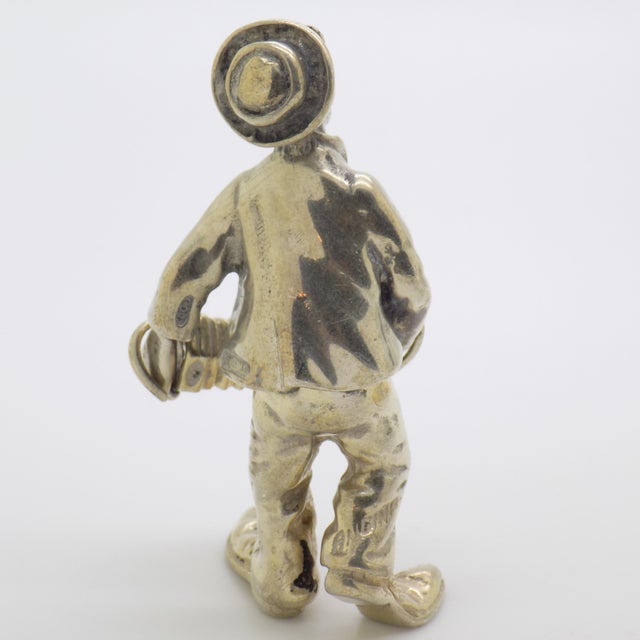 Silver Vintage Italian Handmade Silver Clown with Accordion Figurine from Angini, Tuscany, 1970s For Sale - Image 8 of 14