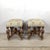 French Pair of Vintage Louis XVI–Style Upholstered Footstools With Gilt Carved Bases For Sale - Image 3 of 12