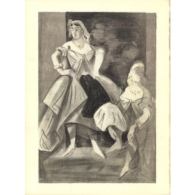 Mid-Century Modern 1939 Lena Leclercq 'Les Femmes Dans L'atelier' Vintage Black & White France Lithograph For Sale - Image 3 of 3