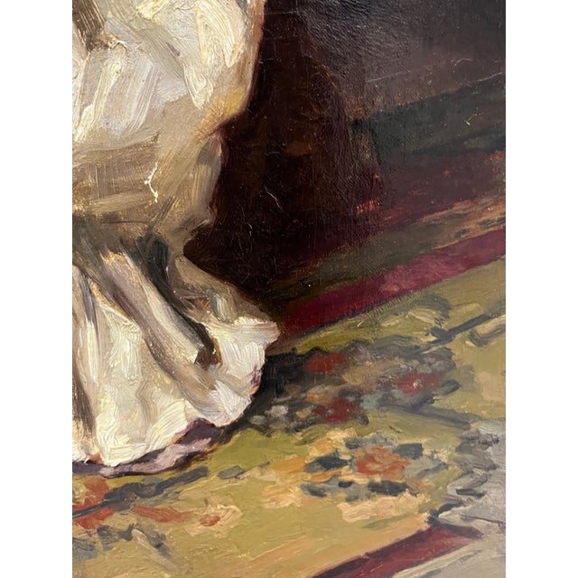 Ernest Jean Joseph Godfrinon, Elegant Woman in the Living Room, 1898, Oil on Canvas For Sale - Image 11 of 18