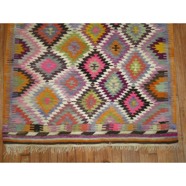 Mid 20th Century Colorful Small Square Vintage Turkish Kilim, 3'9'' X 4'6'' For Sale - Image 4 of 6