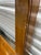 Lovely petite vintage burl wood console table, removable smoky glass panels. Attributed to Schnadig Inc furniture company.