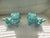 Pair Vintage Turquoise Chinese Jingdezhen Porcelain Foo Lions 9.5" For Sale - Image 4 of 11