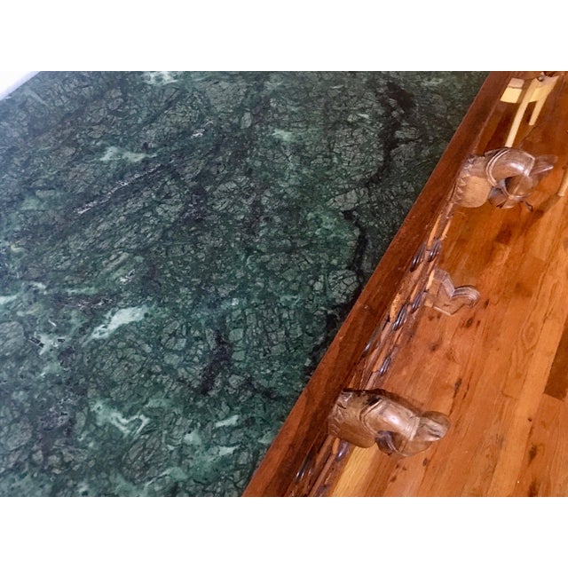 Brown Damchiya Indian Cabinet With Green Marble Top For Sale - Image 8 of 9