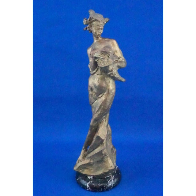Large 20th Century Gilded Bronze Sculpture of Goddess of Fortune by Félix Schivo, Italy For Sale - Image 12 of 18