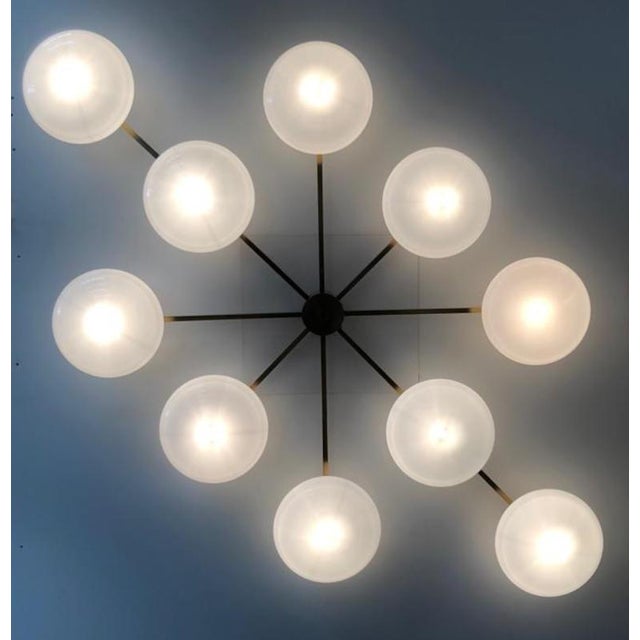 21st Century Dieci Bronze Glossy White Murano Flush Mount by Fabio LTD For Sale - Image 6 of 9