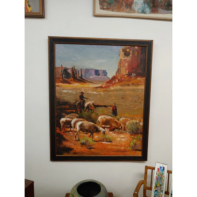 1970s 1970s Signed Southwestern Landscape Oil Painting, Framed For Sale - Image 5 of 5