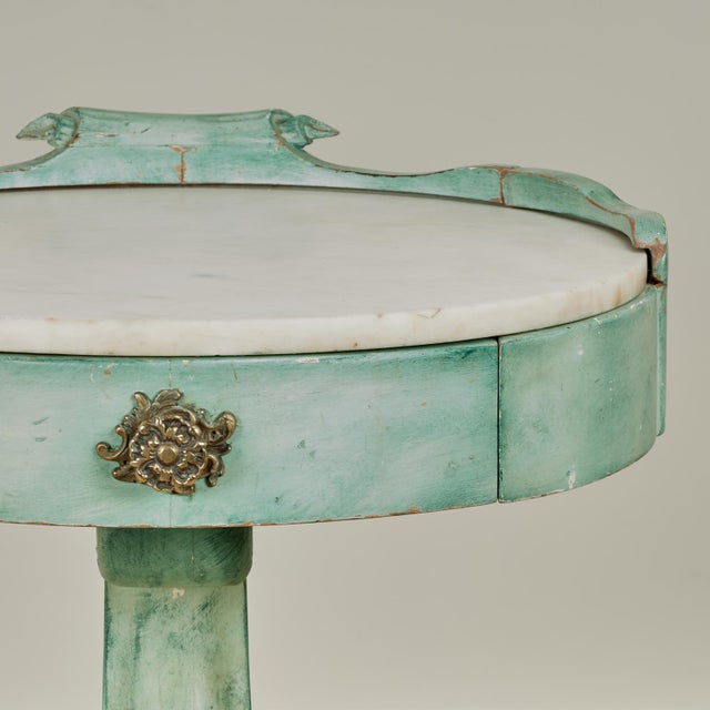 Wood Pair of Italian Art Deco Marble Top Stands With Seashell Bases For Sale - Image 7 of 18