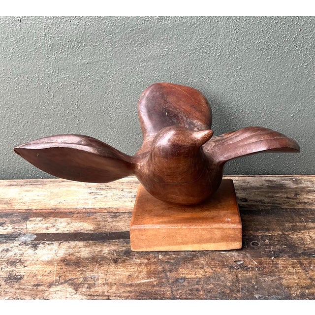 Vintage Carved Wood Bird Sculpture For Sale - Image 4 of 12