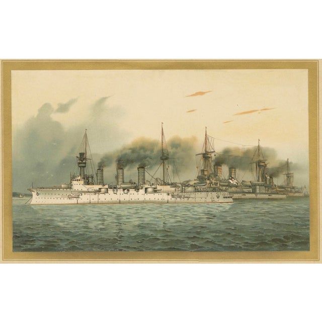 Title: german imperial navy training squadron: sms victoria louise, kurfürst friedrich wilhelm, and weissenburg – 1903...