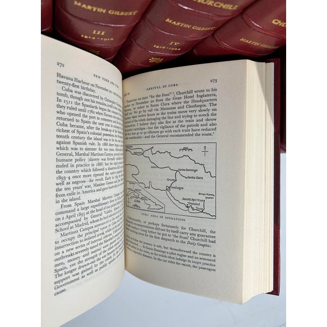 1960s Illustrated Red Leather Octavo Volume Set, Randolph S. Churchill and Martin Gilbert's the Life of Winston S. Churchill - 8 Books For Sale - Image 11 of 13