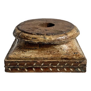 Antique Indian Column Base Boho Candle Stand For Sale