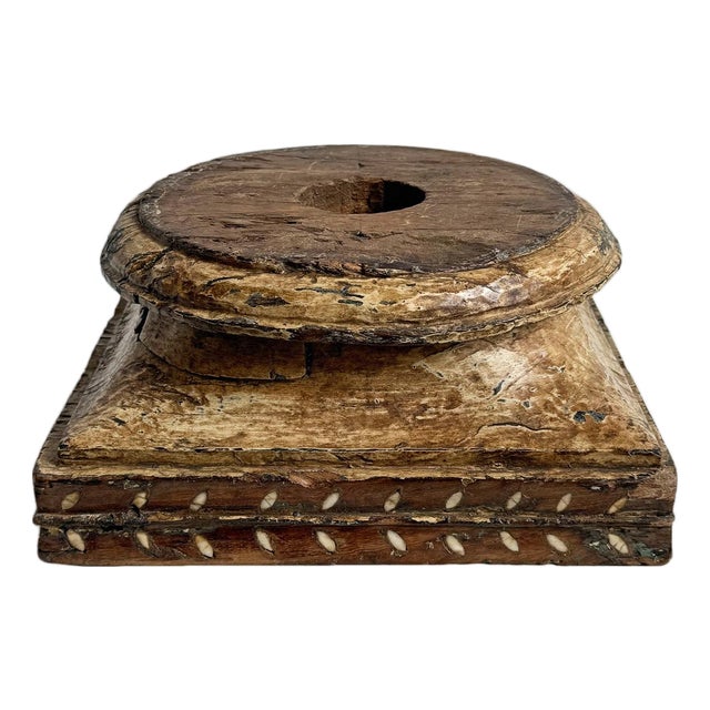 Antique Indian Column Base Boho Candle Stand For Sale