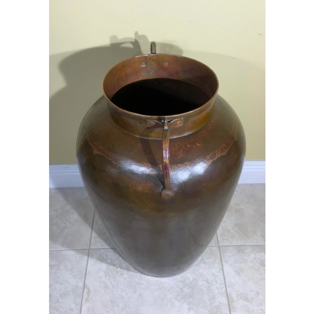 Large Vintage Hand Hammered Copper Vessel For Sale - Image 4 of 13