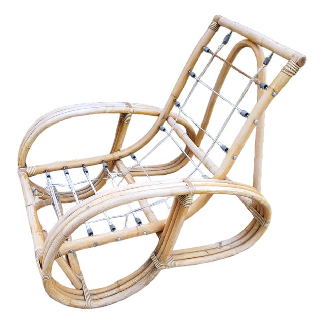 Vintage Bent Bamboo Pretzel Side Chair, in Manner of Frankyl For Sale