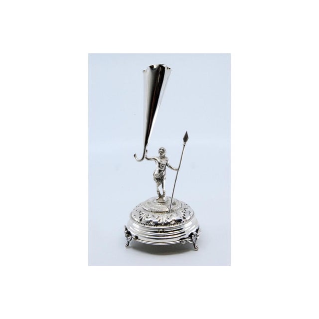 Silver Toothpick Holder with Warrior, in Good conditions.