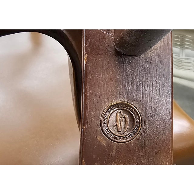 Pair of Mid 20th Century Gunlocke Georgian Style Mahogany and Vinyl Armchairs For Sale - Image 9 of 9