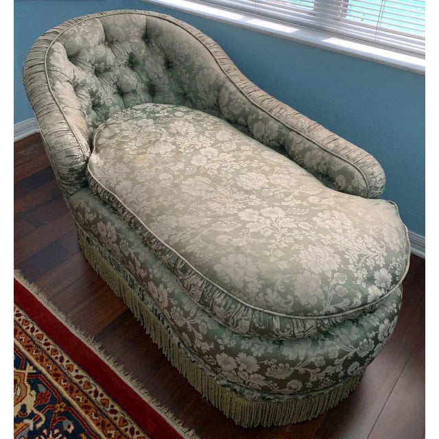 Silk Upholstered Antique Chaise For Sale - Image 12 of 12