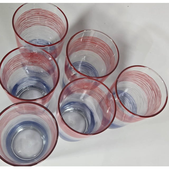 Glass Mid Century Patriotic Tumblers- Set of Six For Sale - Image 7 of 11