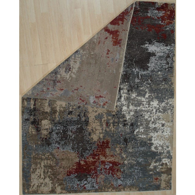 2020s Kira Sophie Gray Hand-Knotted Wool Rug Carpet, Abstract Contemporary Design For Sale - Image 5 of 6