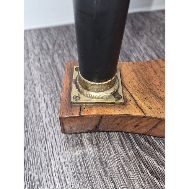 Petite French Empire Style Walnut Side Table With Ebonized Columns For Sale In Las Vegas - Image 6 of 13