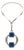 Mid Century Space Age Collar Pendant Necklace Silvered Metal and Blue Resin For Sale
