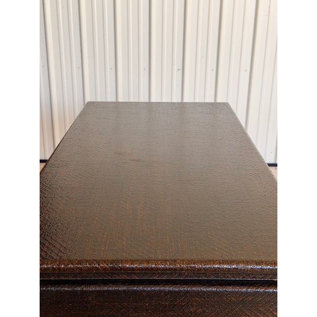 Harrison Van Horn Harrison Van Horn Vintage Lacquered Raffia Ming Style Console Table For Sale - Image 4 of 12
