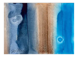 "Payne Grey With Bronze & Blue" Watercolor Painting