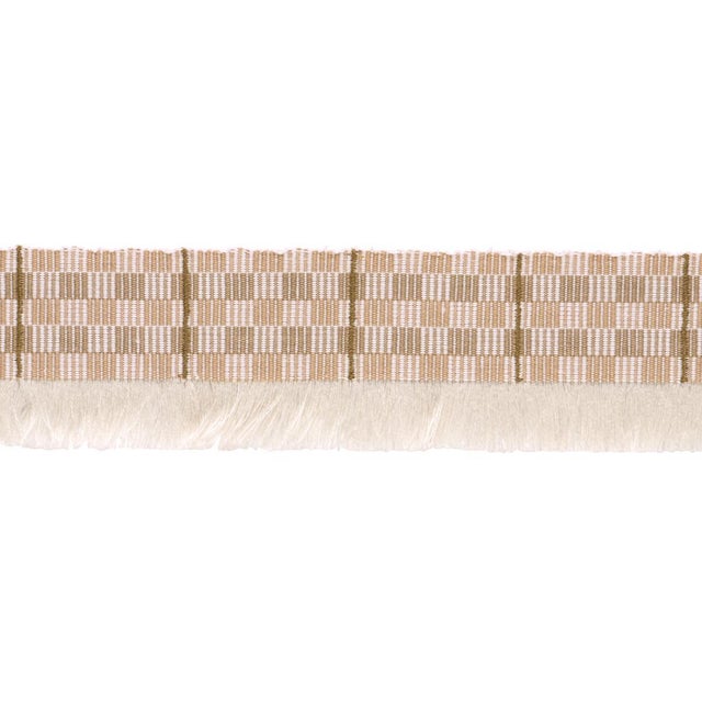 Schumacher Skyline Plaid Fringe Trim In Dune For Sale