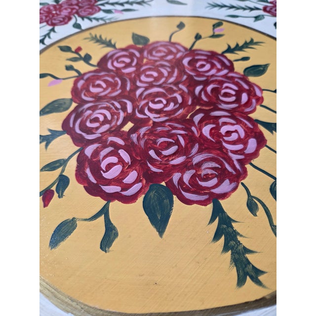 Custom Side Accent Table – Hand-Painted Metal Top & Fabric Skirt For Sale - Image 9 of 14