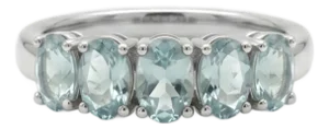 Natural Aquamarine Half Band Stackable Ring, March Birthstone Ring Us 7