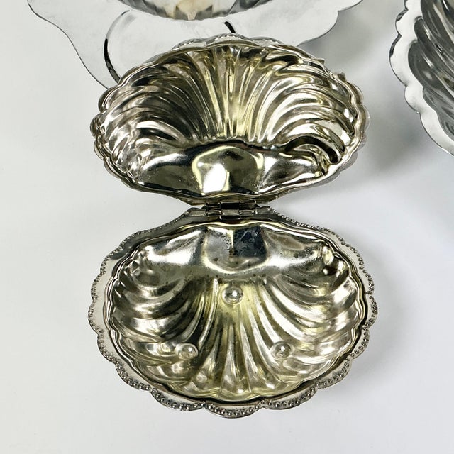 Late 20th C Coastal Hollywood Regency Clam Shell Metal Chrome Finish Serving Bowls - Set of 3 For Sale - Image 12 of 12
