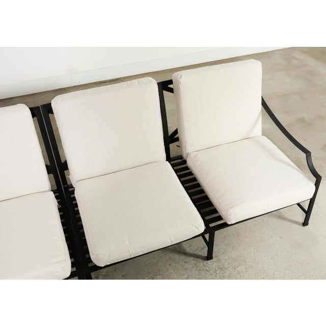 Restoration Hardware Two Piece Carmel Aluminum Garden Sofa 9.5 Ft For Sale - Image 13 of 18