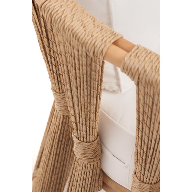 Ropes Attached Rattan Lounge Chair, With White Sofa Cushions Chairish