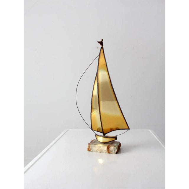 Mid Century Brass Sailboat Sculpture For Sale - Image 4 of 13