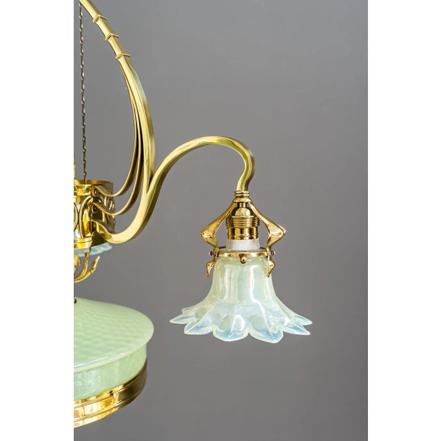 Jugendstil Adjustable Floral Chandelier with Opaline Glass Shades, 1910 For Sale - Image 16 of 18