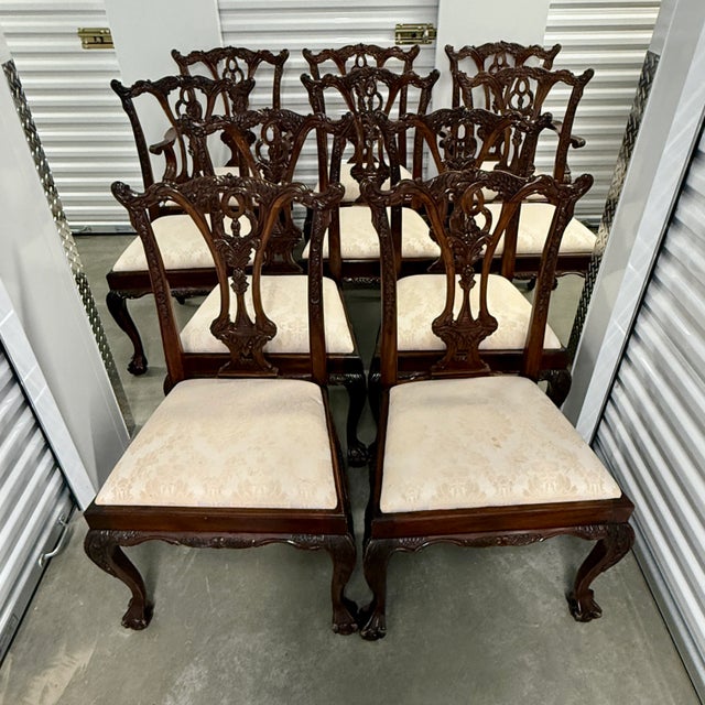 1960s Set of 10 Ball and Claw Chippendale Dining Chairs For Sale - Image 10 of 15