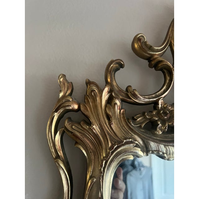 Gold Vintage Rococo Style Gold Mirror For Sale - Image 8 of 9