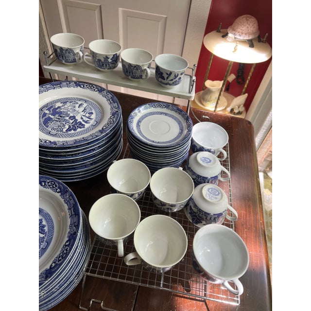Stunning vintage large China set of blue Willow China set was made by Potteries in England, Japan, America, China and...